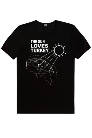 Güneşli Türkiye Siyah Kısa Kollu Kadın T-shirt - Thumbnail