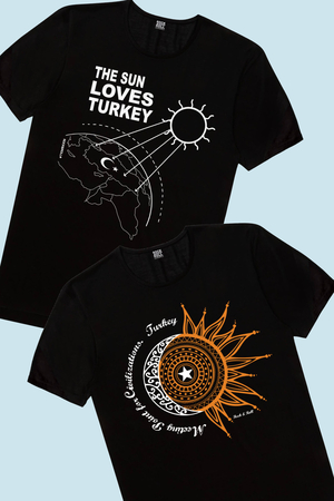 Rock & Roll - Güneşli Türkiye, Türkiye Ay Yıldız Siyah Çocuk Tişört 2'li Eko Paket
