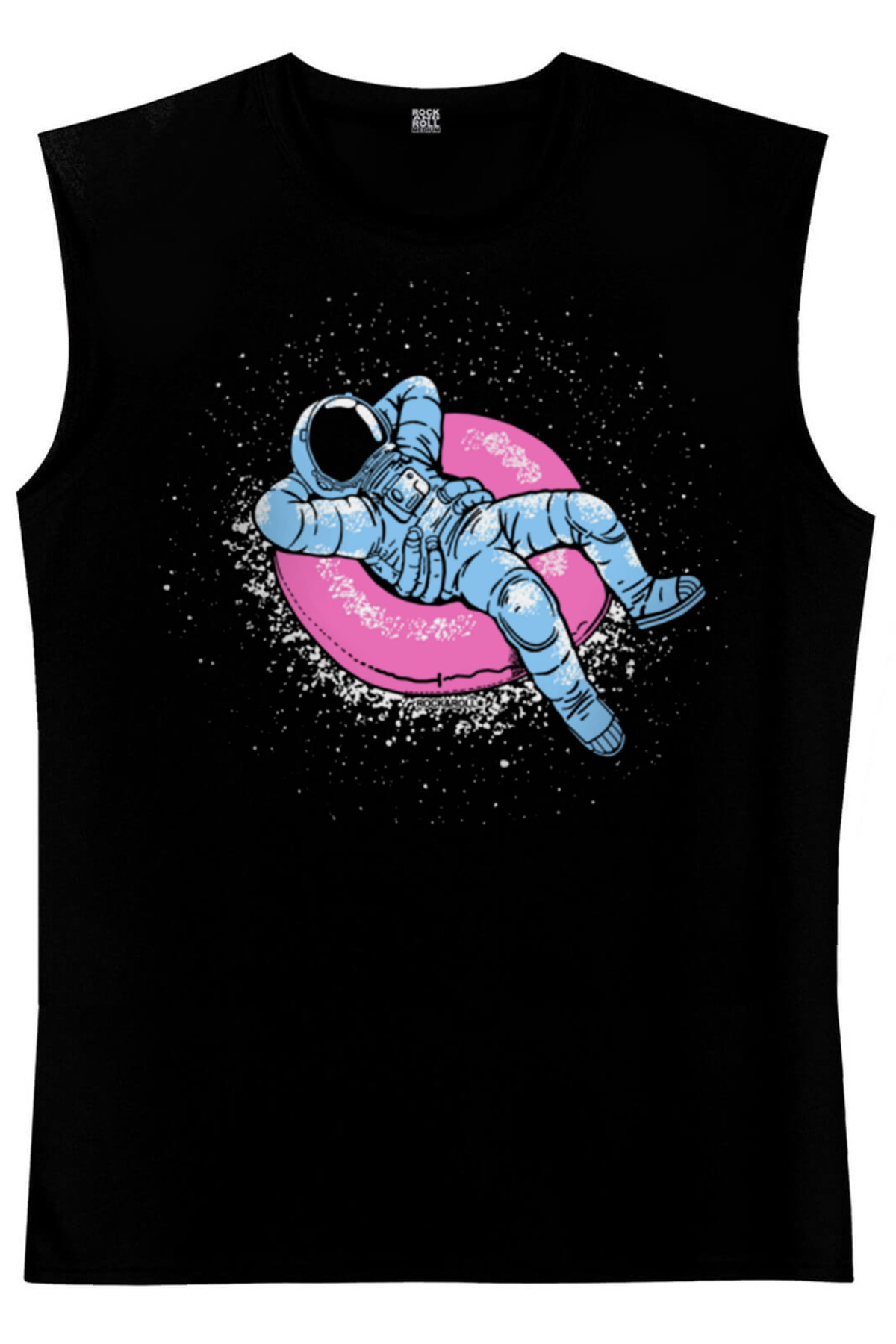Havuzda Astronot Siyah Siyah Kesik Kol | Kolsuz Erkek T-shirt | Atlet