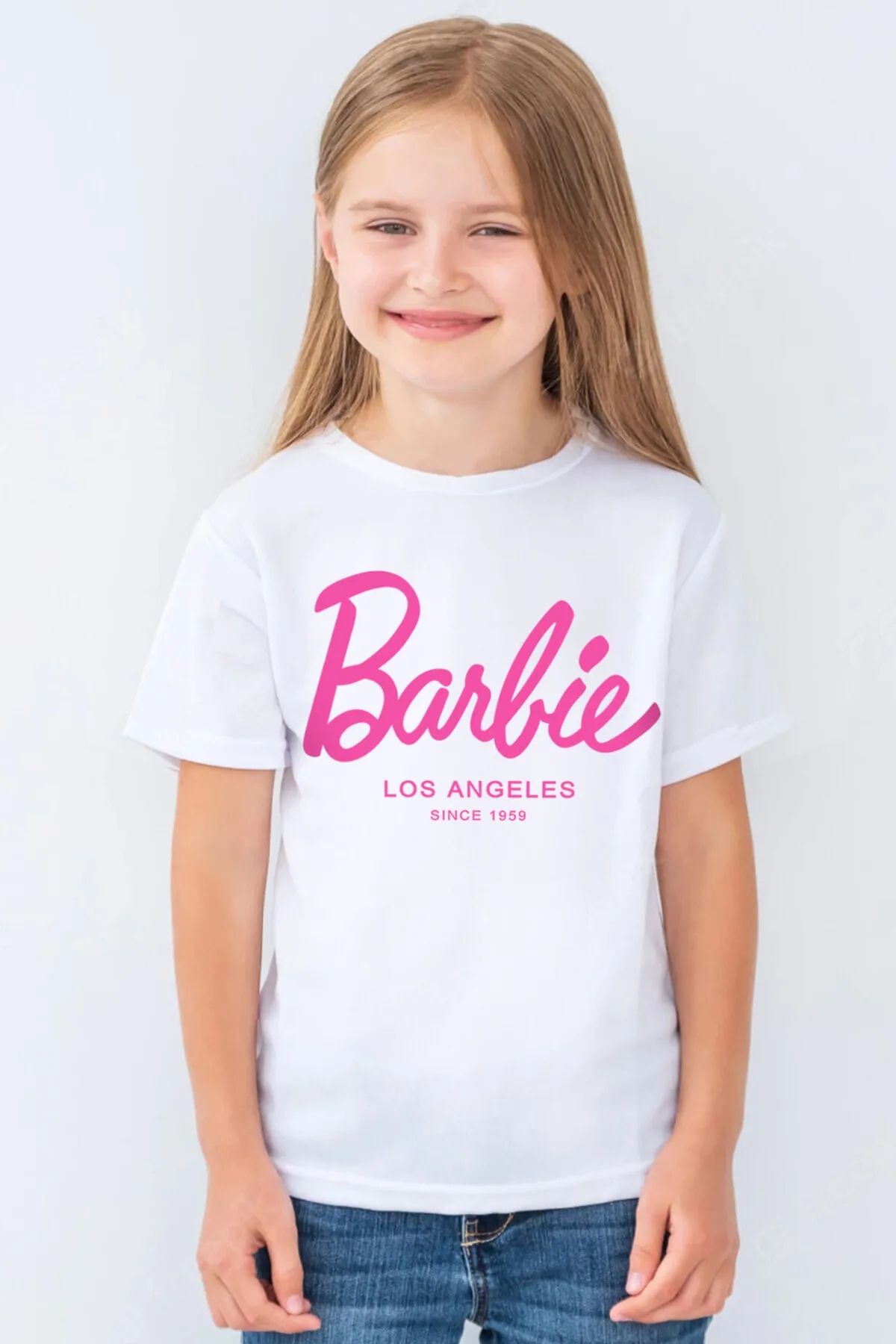 Barbie Beyaz Kısa Kollu Çocuk T-shirt