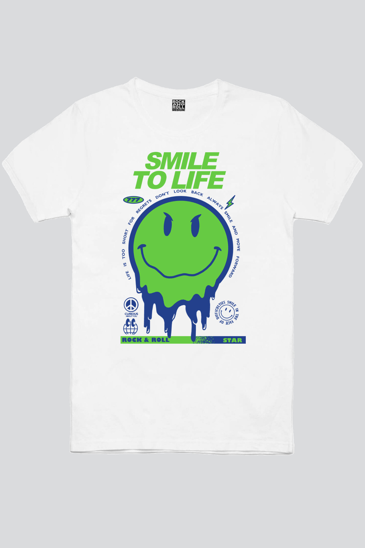 Hayata Gülümse Beyaz Kısa Kollu Erkek T-shirt