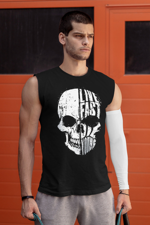 Hızlı Yaşa Siyah Kesik Kol | Kolsuz Erkek T-shirt | Atlet - Thumbnail