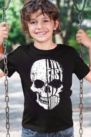 Hızlı Yaşa Siyah Kısa Kollu Çocuk T-shirt - Thumbnail