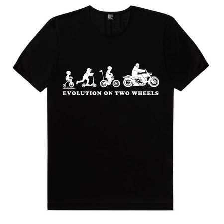 İki Teker Evrimi Kısa Kollu Siyah T-shirt - Thumbnail