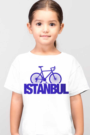 İstanbul Bisiklet Kısa Kollu Beyaz ÇocukT-shirt - Thumbnail