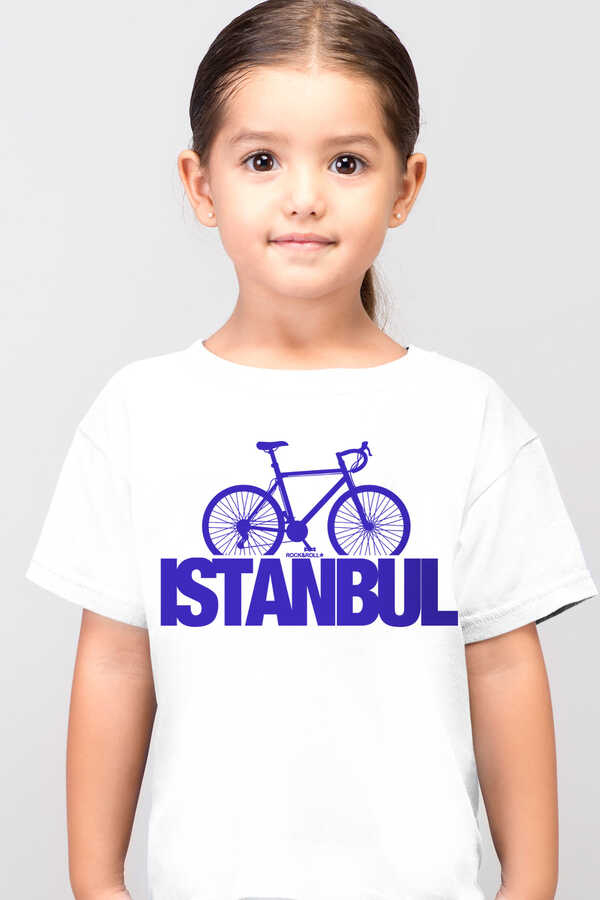 İstanbul Bisiklet Kısa Kollu Beyaz ÇocukT-shirt