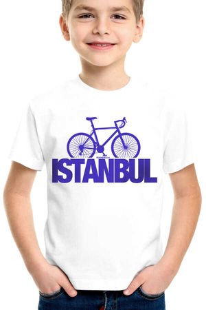 İstanbul Bisiklet Kısa Kollu Beyaz ÇocukT-shirt - Thumbnail