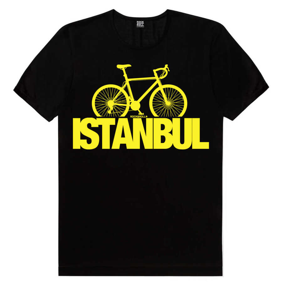 İstanbul Bisiklet Siyah Kısa Kollu Erkek T-shirt