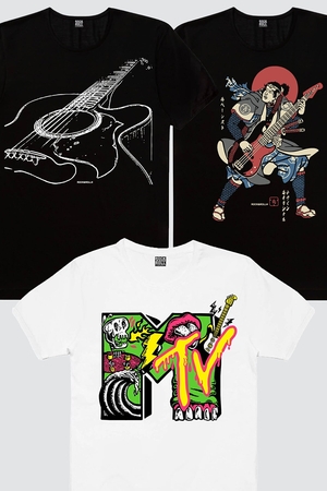 Rock & Roll - Japon Basçı, Meteve, Gitarımın Telleri Kadın 3'lü Eko Paket T-shirt