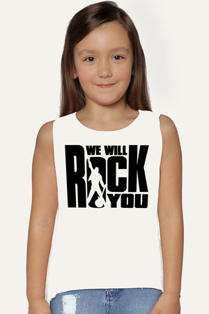 Just Rock You Kesik Kol | Kolsuz Beyaz Çocuk Tişört | Atlet - Thumbnail