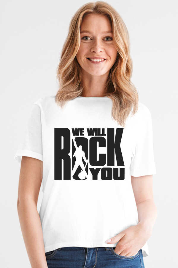 Just Rock You Kısa Kollu Beyaz Kadın T-shirt