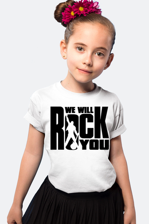Just Rock You Kısa Kollu Beyaz Çocuk Tişört - Thumbnail