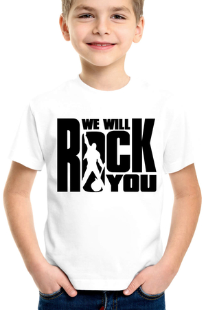 Just Rock You Kısa Kollu Beyaz Çocuk Tişört - Thumbnail
