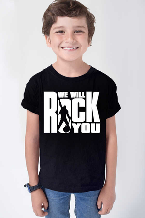 Just Rock You Kısa Kollu Siyah Çocuk Tişört - Thumbnail