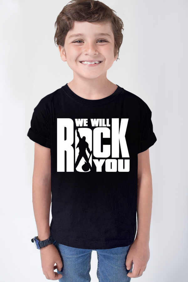 Just Rock You Kısa Kollu Siyah Çocuk Tişört
