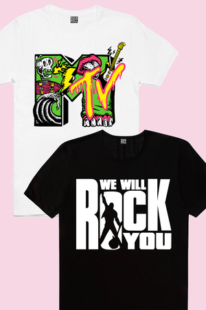 Rock & Roll - Just Rock You Siyah, Meteve Çocuk Tişört 2'li Eko Paket