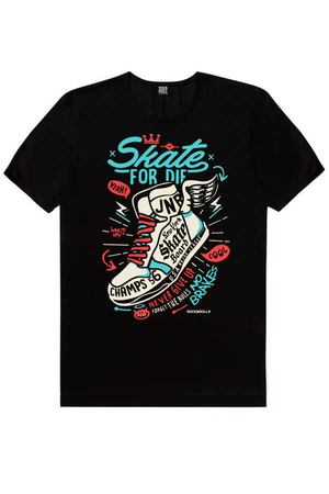 Kanatlı Ayakkabı Kısa Kollu Siyah Erkek T-shirt - Thumbnail