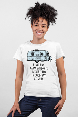 Karavan Hayatı Beyaz Kısa Kollu Kadın T-shirt - Thumbnail