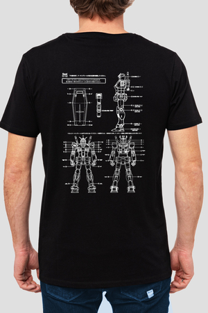  - Robotic Siyah Kısa Kollu Ön Ve Arka Baskılı Erkek T-shirt