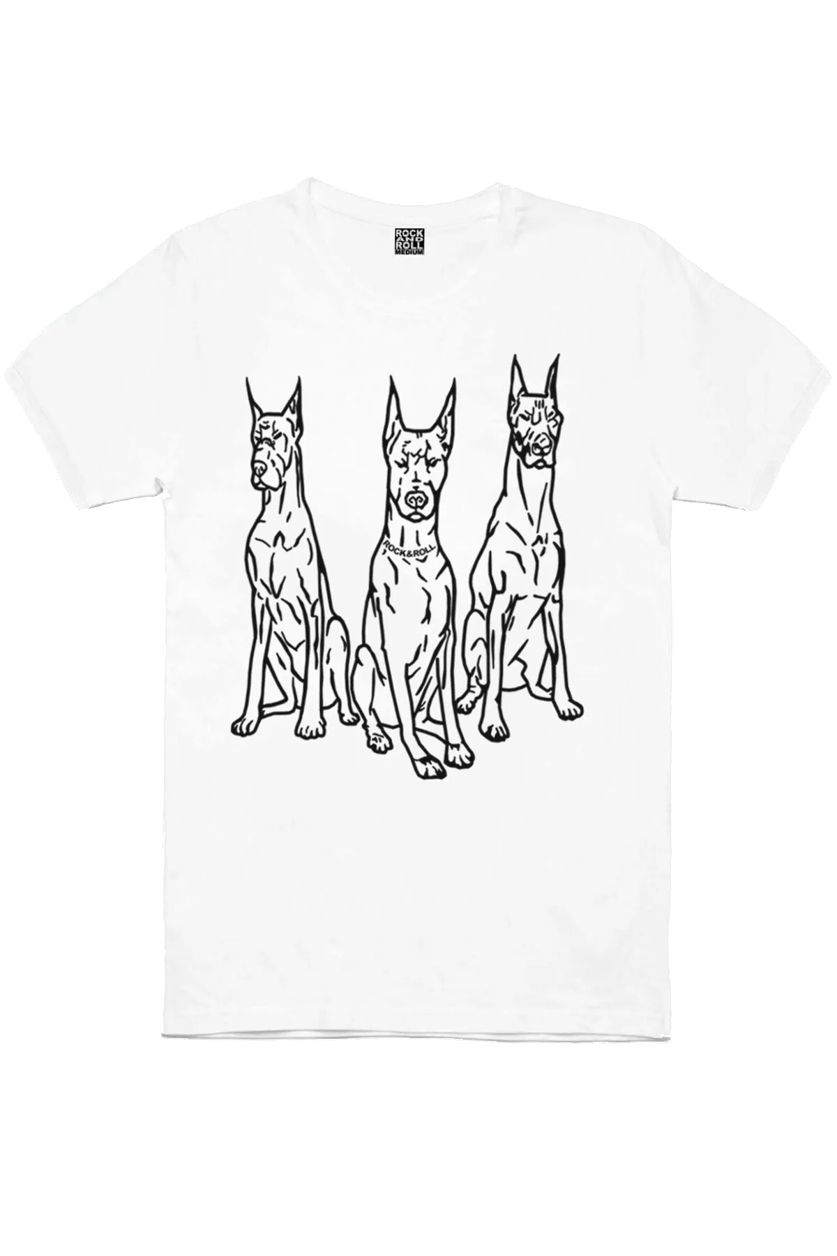Doberman Trio Beyaz Kısa Kollu Erkek T-shirt