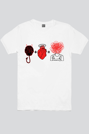 Karmaşa Beyaz Kısa Kollu Erkek T-shirt - Thumbnail