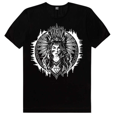 Rock & Roll - Kızılderili Kız Kısa Kollu Siyah Erkek T-shirt
