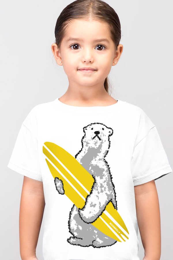 Kutup Sörfü Beyaz Kısa Kollu Çocuk T-shirt