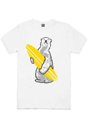  - Kutup Sörfü Kısa Kollu Beyaz Erkek T-shirt