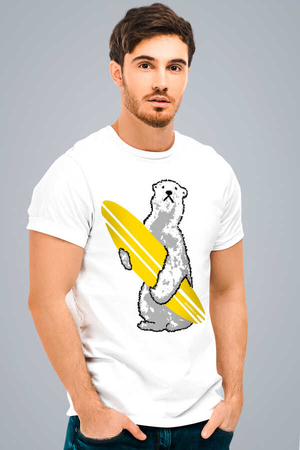 Kutup Sörfü Kısa Kollu Beyaz Erkek T-shirt - Thumbnail