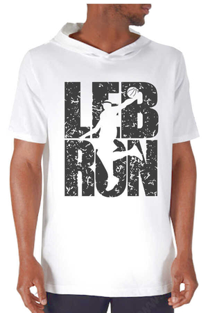 Rock & Roll - Lebron Yazı Beyaz Kapşonlu Kısa Kollu Erkek T-shirt