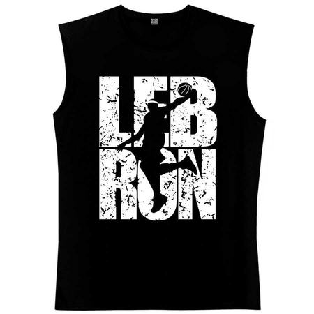 Rock & Roll - Lebron Yazı Kesik Kol | Kolsuz Siyah Tişört | Atlet