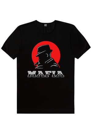 Mafya Silüet Siyah Kısa Kollu Erkek T-shirt - Thumbnail