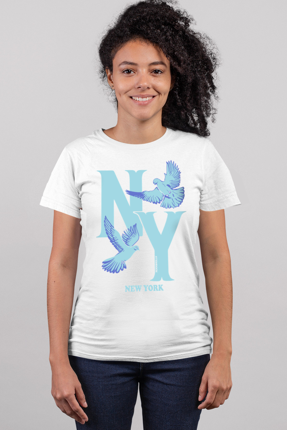 Ny Güvercinleri Beyaz Kısa Kollu Kadın T-shirt