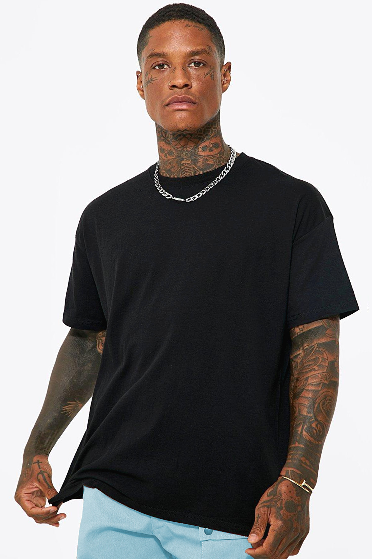 Ny Güvercinleri Siyah Kısa Kollu Arka Baskılı Oversize Erkek T-shirt