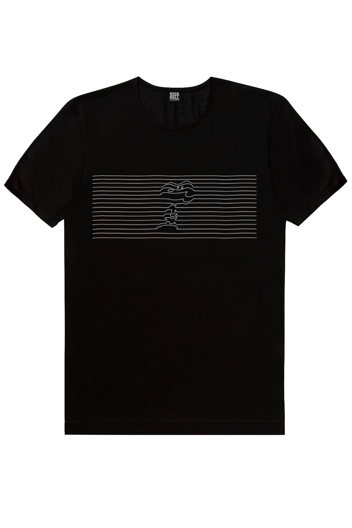 Çizgili Köpek Siyah Kısa Kollu Erkek T-shirt