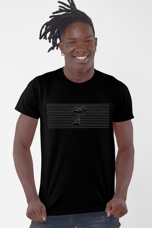 Rock & Roll - Çizgili Köpek Siyah Kısa Kollu Erkek T-shirt