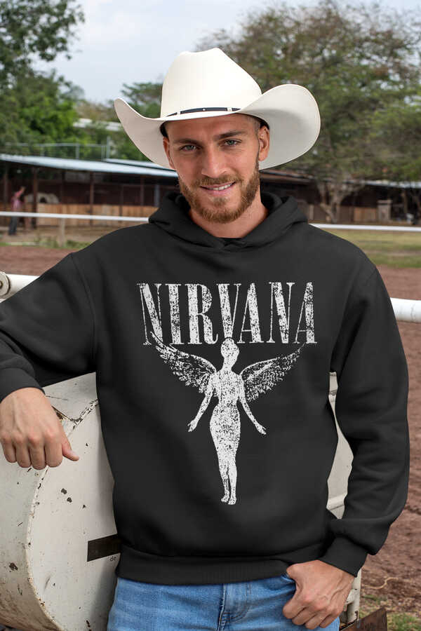 Melek Nirvana Antrasit Kapüşonlu Kalın Erkek Sweatshirt