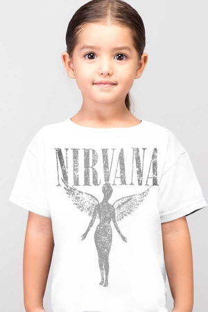 Melek Nirvana Beyaz Kısa Kollu Çocuk T-shirt - Thumbnail