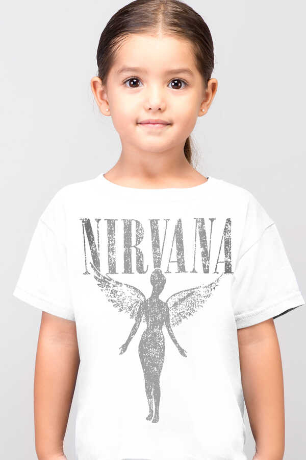 Melek Nirvana Beyaz Kısa Kollu Çocuk T-shirt
