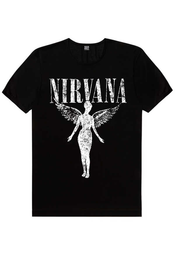 Melek Nirvana Kısa Kollu Siyah Erkek T-shirt