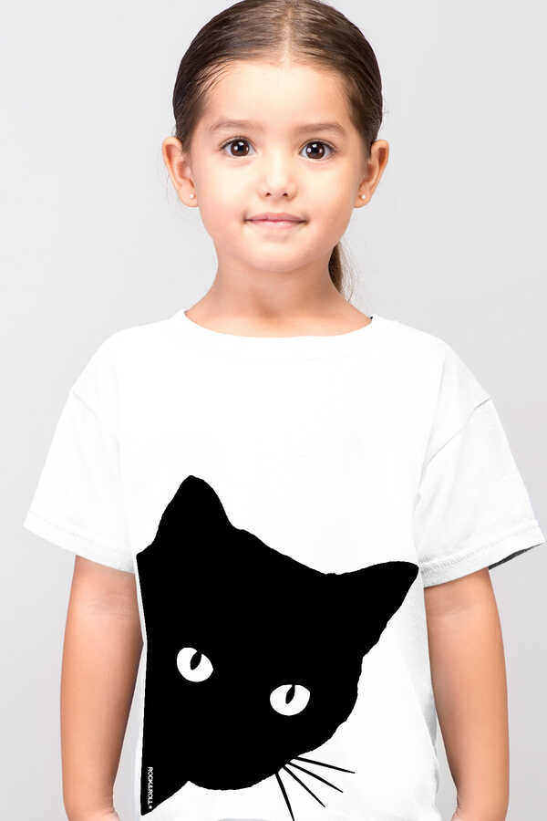 Meraklı Kısa Kollu Beyaz Çocuk T-shirt
