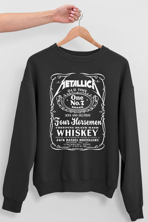 Metallica Jack Logo Antrasit Bisiklet Yaka Kalın Kadın Oversize Sweatshirt - Thumbnail
