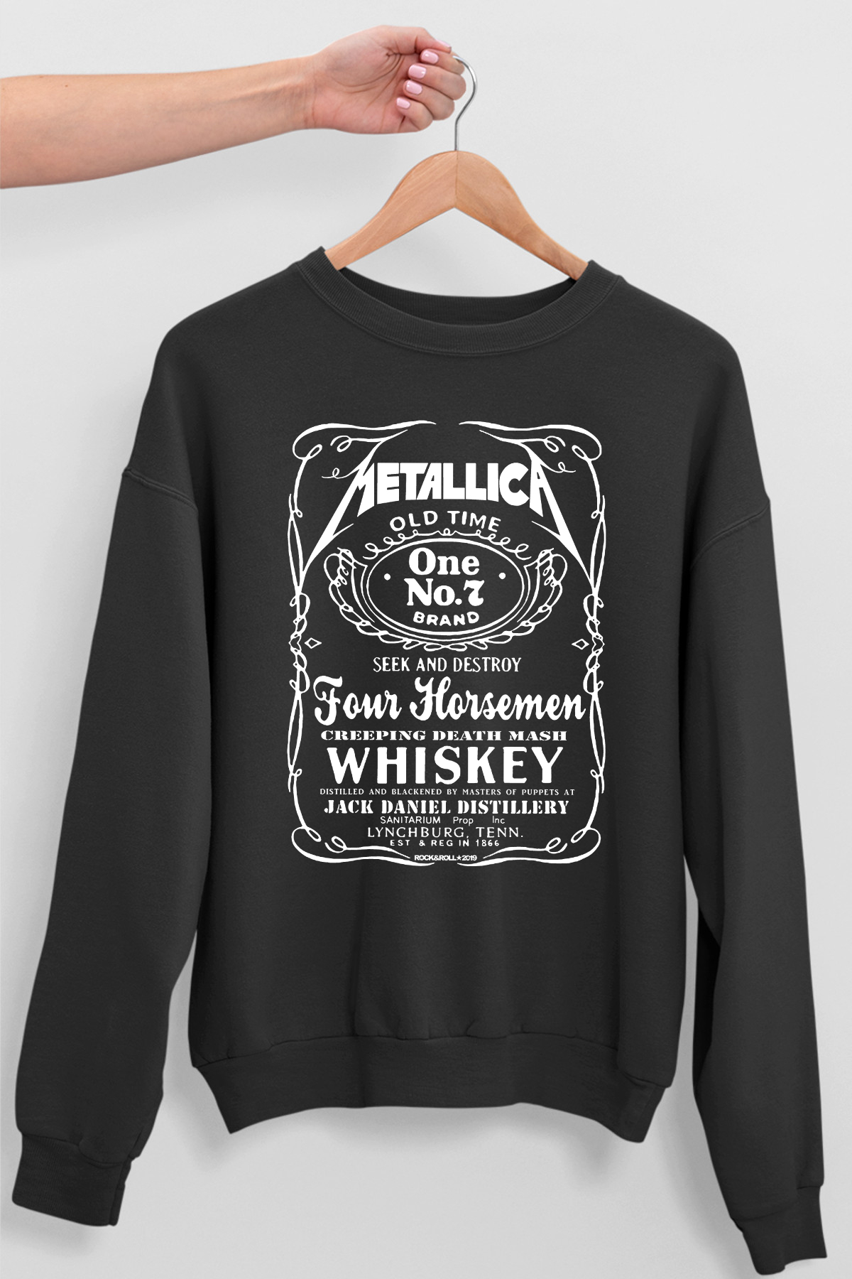 Metallica Jack Logo Antrasit Bisiklet Yaka Kalın Kadın Oversize Sweatshirt