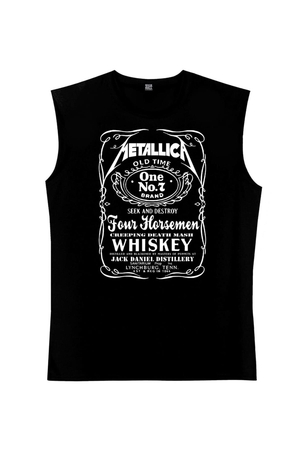 Metallica Jack Logo Kesik Kol | Kolsuz Siyah Erkek Tişört | Atlet - Thumbnail