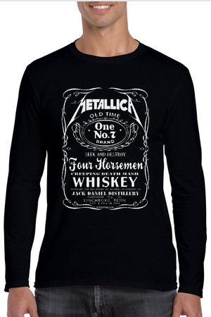 Metallica Jack Logo Siyah Bisiklet Yaka Uzun Kollu Penye Erkek T-shirt - Thumbnail
