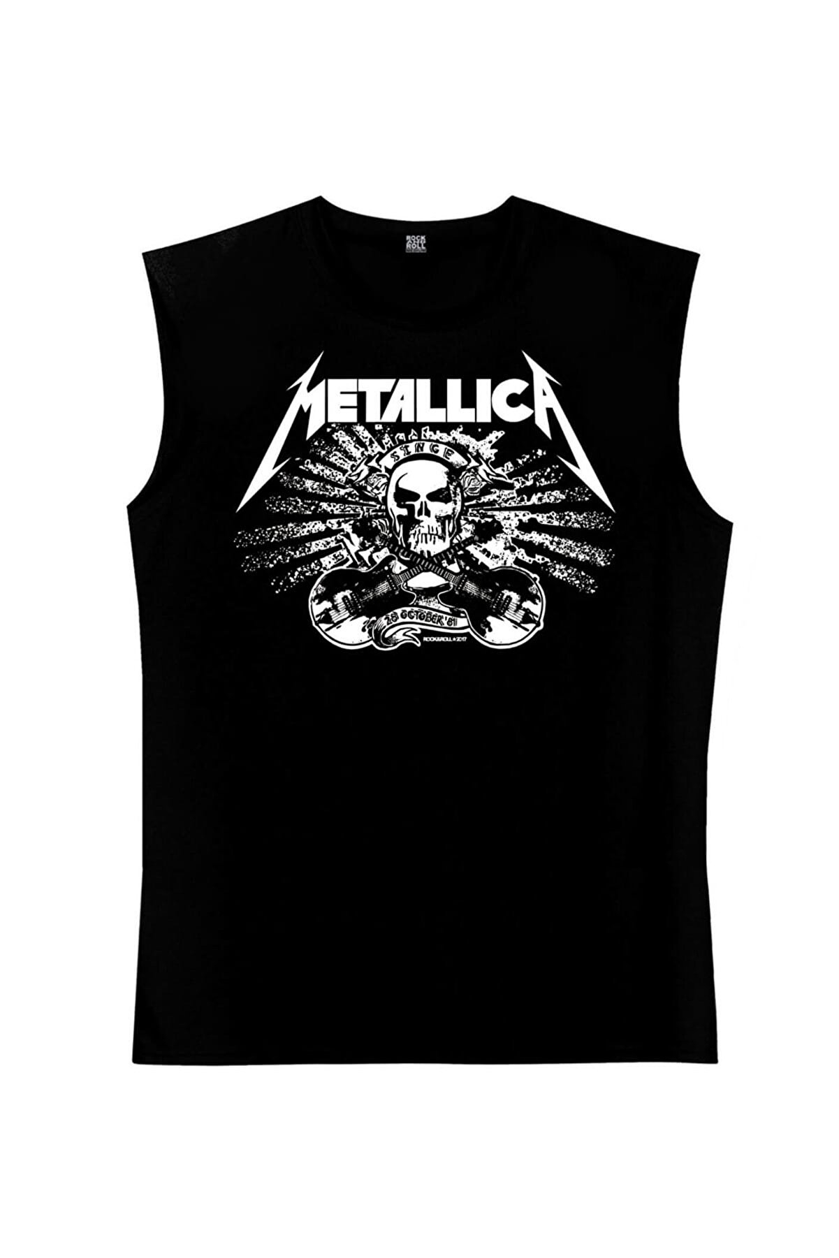 Metallica Kurukafa Kesik Kol | Kolsuz Siyah Erkek Tişört | Atlet