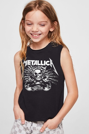 Metallica Kurukafa Kesik Kol Siyah Çocuk T-shirt - Thumbnail
