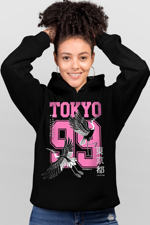  - Tokyo 99 Siyah Kapüşonlu Kadın Sweatshirt