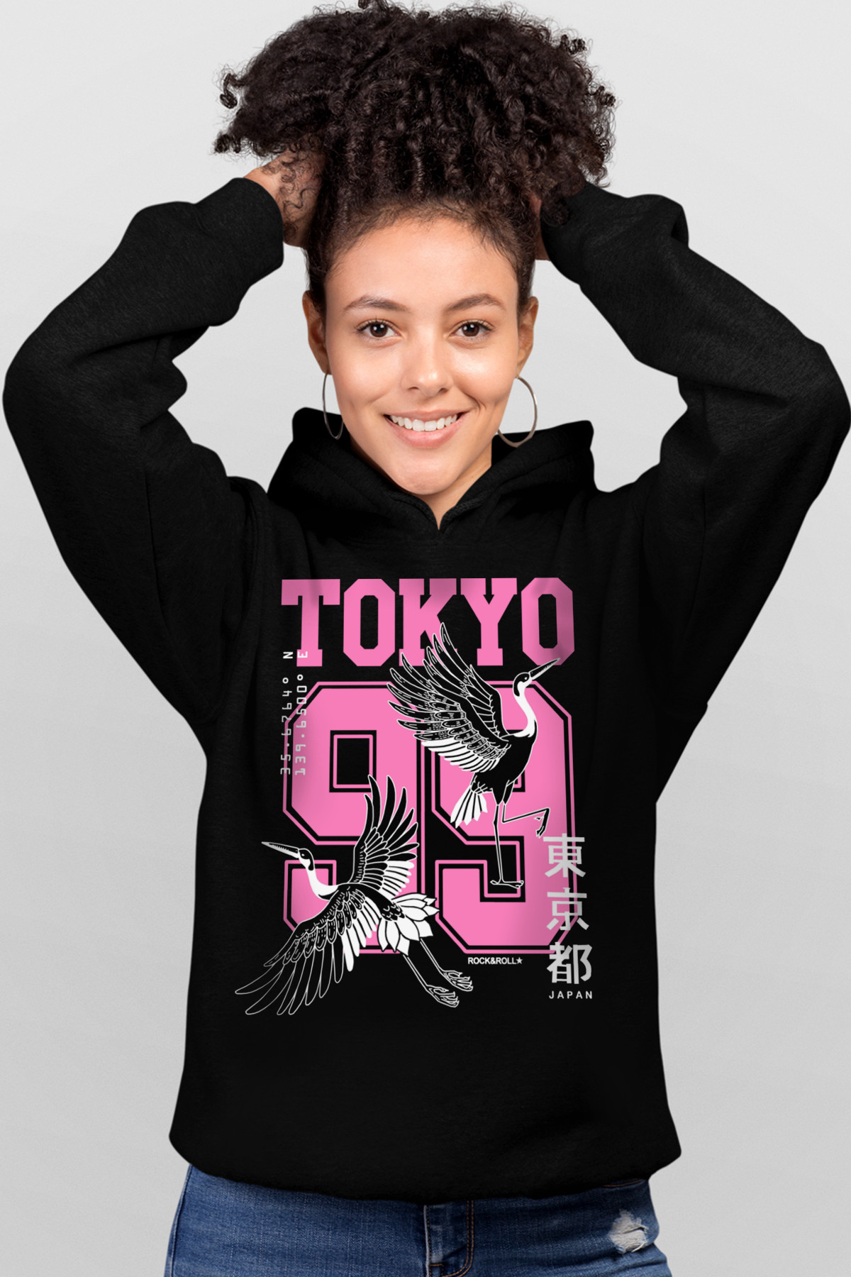 Tokyo 99 Siyah Kapüşonlu Kadın Sweatshirt