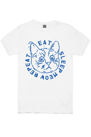 Şaşkın Kedi Beyaz Kısa Kollu Erkek T-shirt - Thumbnail